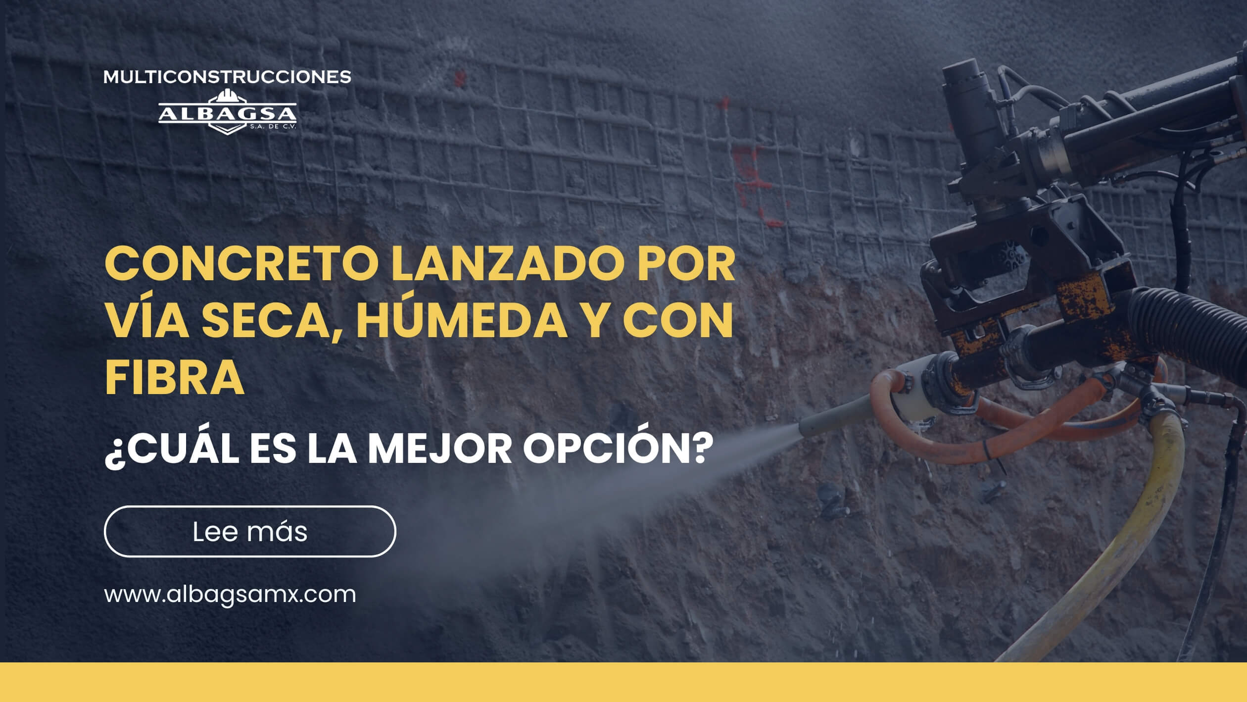 Concreto lanzado por via seca, humeda y con fibra